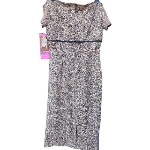 NWT Bettie Page sz 4 Queen of Pinups animal Cheetah print off shoulder dress - Picture 4 of 15